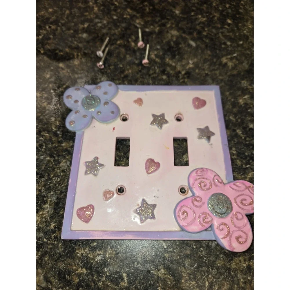 Borders Unlimited Ceramic Double Gang Toggle Switch‎ Plate Cover  w/ screws